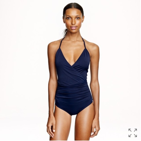 j crew halter wrap swim dress